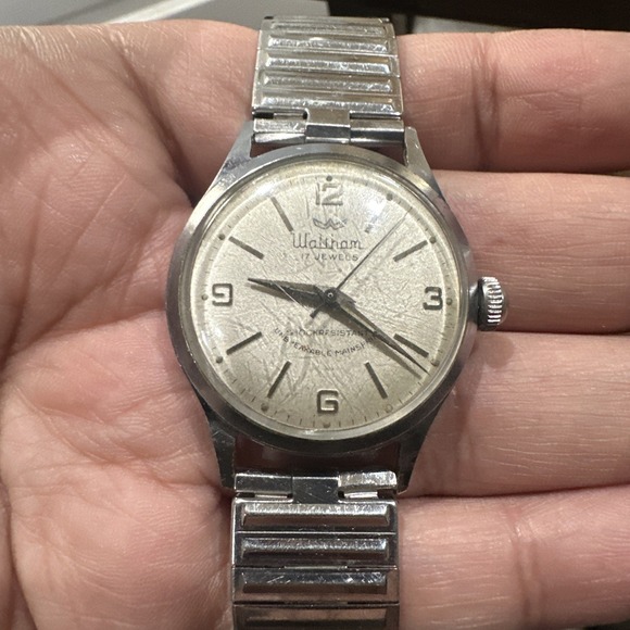 Waltham Other - Works Vintage Waltham 17 Jewels 32mm Manual Wind Silver Mens Watch Rare 11122